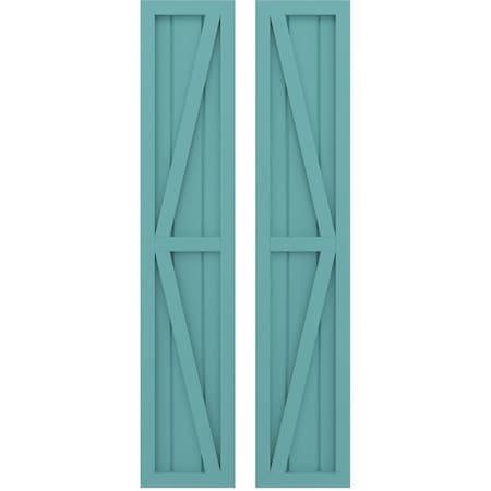 Americraft 3-Board Wood 2 Equal Panel Frmd Board-n-Batten Shutters W/ Dubl Z-Bar, ARW102BF311X72PTH